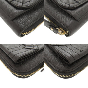 美品 クロエ パラティ レザー ブラック ラウンドファスナー 長財布 黒 0503【中古】Chloe