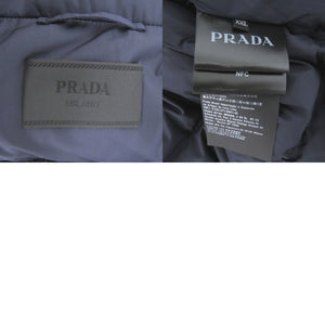 新品同様 プラダ クロップド テクニカルファブリック フード付き ダウンジャケット ネイビー 0513【中古】PRADA