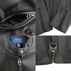美品 ポロ ラルフローレン シングルライダースジャケット ラムレザー ブラック 0514【中古】POLO RALPH LAUREN