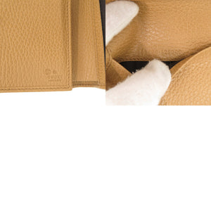 新品同様 グッチ 363420 レザー ブラウンベージュ系 三つ折り財布 札入れ 0524【中古】GUCCI