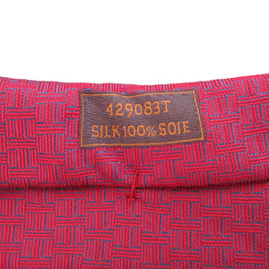 新品同様 エルメス H柄 シルク ボルドー 水色 ネクタイ 0546【中古】HERMES