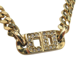 ディオール CDロゴ ネックレス ラインストーン 80s 90s ゴールド 0575【中古】Dior