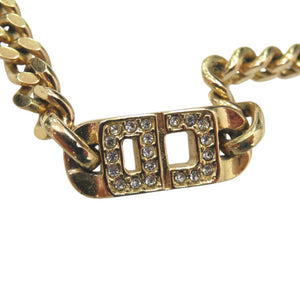 ディオール CDロゴ ネックレス ラインストーン 80s 90s ゴールド 0575【中古】Dior