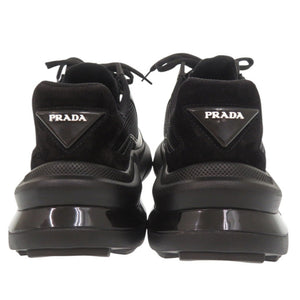 未使用品 プラダ システム 1E492N サイズ38 レザー スエード ブラック スニーカー 黒 0579【中古】PRADA