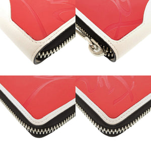 美品 クリスチャンルブタン Panettone レザー ホワイト レッド ラウンドファスナー 長財布 0588【中古】Christian Louboutin