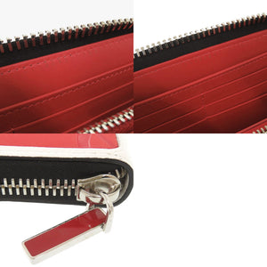 美品 クリスチャンルブタン Panettone レザー ホワイト レッド ラウンドファスナー 長財布 0588【中古】Christian Louboutin