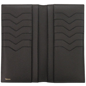 美品 ヴァレクストラ レザー ブラック 長札入れ 長財布 黒 0594【中古】Valextra