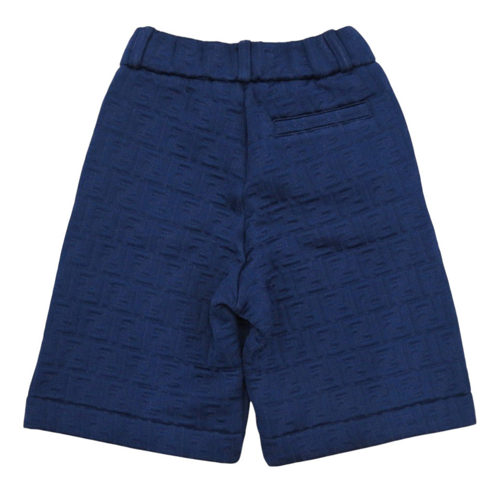 未使用 フェンディ キッズ JMF267A7LN ズッカ柄 ポリエステル コットンショートパンツ ネイビー パンツ 0599【中古】FENDI