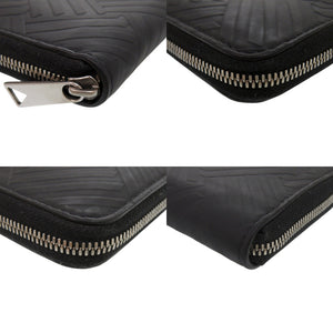 美品 ボッテガヴェネタ ラウンドファスナー デボスイントレチャート 593217 ラバー ブラック 長財布 黒 0608【中古】BOTTEGAVENETA