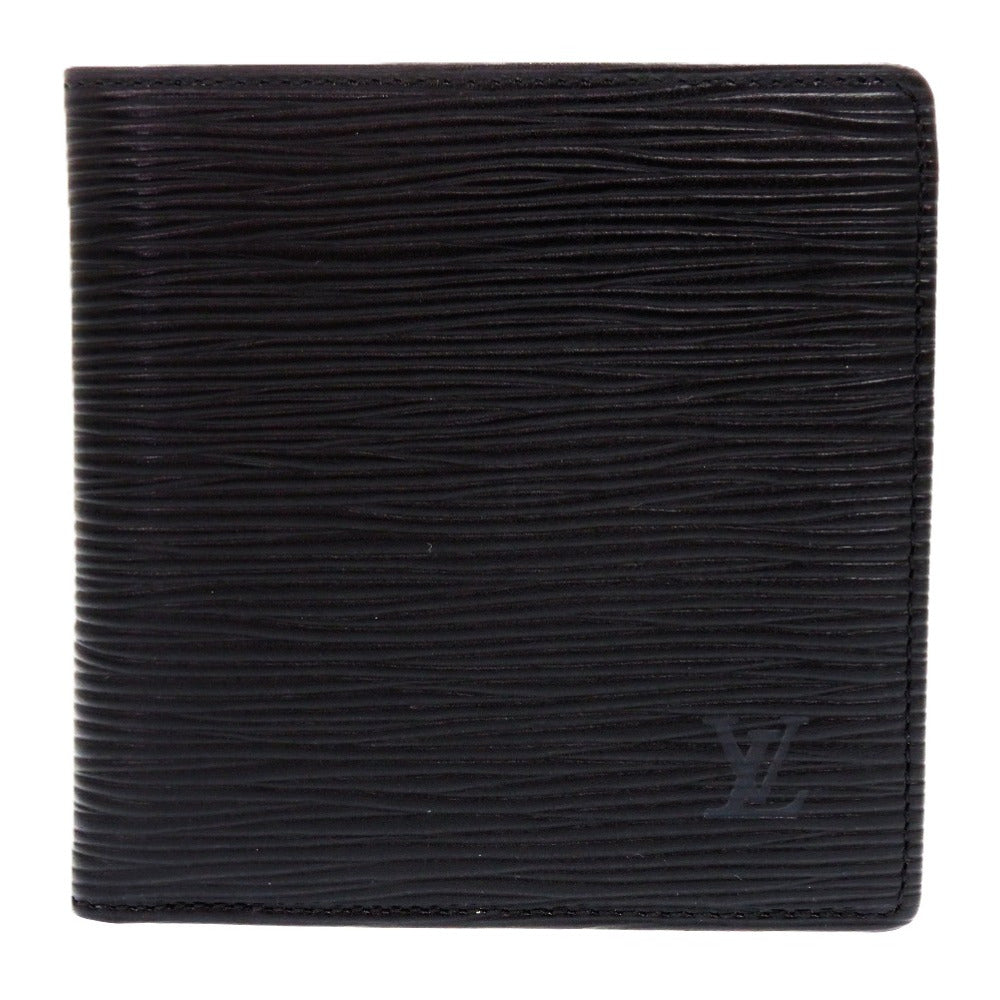 美品 ルイ ヴィトン ポルトフォイユ マルコ レザー ノワール LV 黒 二つ折り財布 0656【中古】LOUIS VUITTON