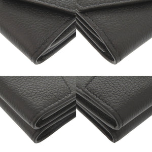 美品 ルイ ヴィトン ポルトフォイユ ロックミニ M63921 カーフレザー ノワール 三つ折り財布 黒 LV 0666【中古】LOUIS VUITTON