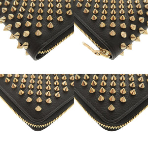 新品同様 クリスチャンルブタン Panettone パネトーネ レザー ブラック ゴールド ラウンドファスナー 長財布 黒 0668【中古】Christian Louboutin