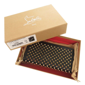 新品同様 クリスチャンルブタン Panettone パネトーネ レザー ブラック ゴールド ラウンドファスナー 長財布 黒 0668【中古】Christian Louboutin