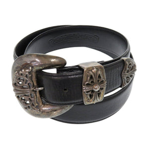 クロムハーツ クラシック3PC CLASSIC レザー シルバー925 ブラック ベルト 黒 0670【中古】CHROME HEARTS