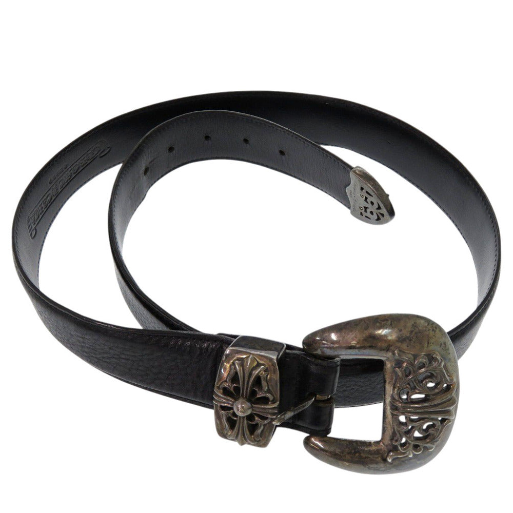 クロムハーツ クラシック3PC CLASSIC レザー シルバー925 ブラック ベルト 黒 0670【中古】CHROME HEARTS