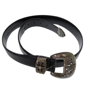 クロムハーツ クラシック3PC CLASSIC レザー シルバー925 ブラック ベルト 黒 0670【中古】CHROME HEARTS