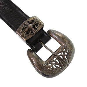 クロムハーツ クラシック3PC CLASSIC レザー シルバー925 ブラック ベルト 黒 0670【中古】CHROME HEARTS