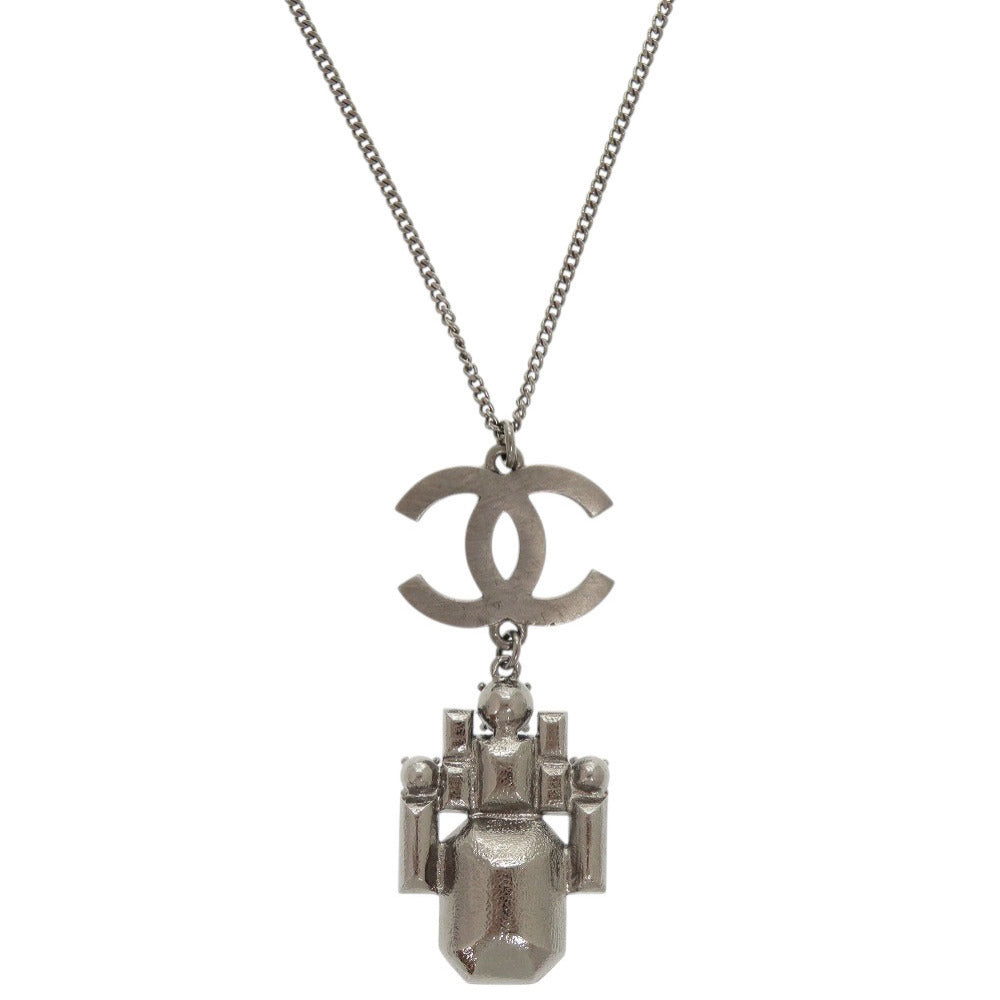 美品 シャネル ココマーク メタル クリスタル レッド ネックレス ペンダント 0680【中古】CHANEL