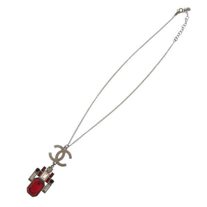 美品 シャネル ココマーク メタル クリスタル レッド ネックレス ペンダント 0680【中古】CHANEL