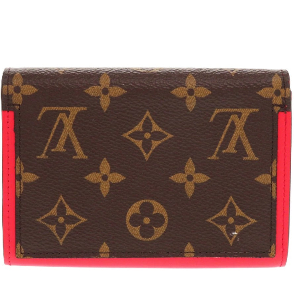 美品 ルイ ヴィトン ポルトフォイユ フロール コンパクト M64587 レザー モノグラムキャンバス コクリコ ICタグ LV 赤 二つ折り財布 0692【中古】LOUIS VUITTON