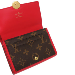 美品 ルイ ヴィトン ポルトフォイユ フロール コンパクト M64587 レザー モノグラムキャンバス コクリコ ICタグ LV 赤 二つ折り財布 0692【中古】LOUIS VUITTON