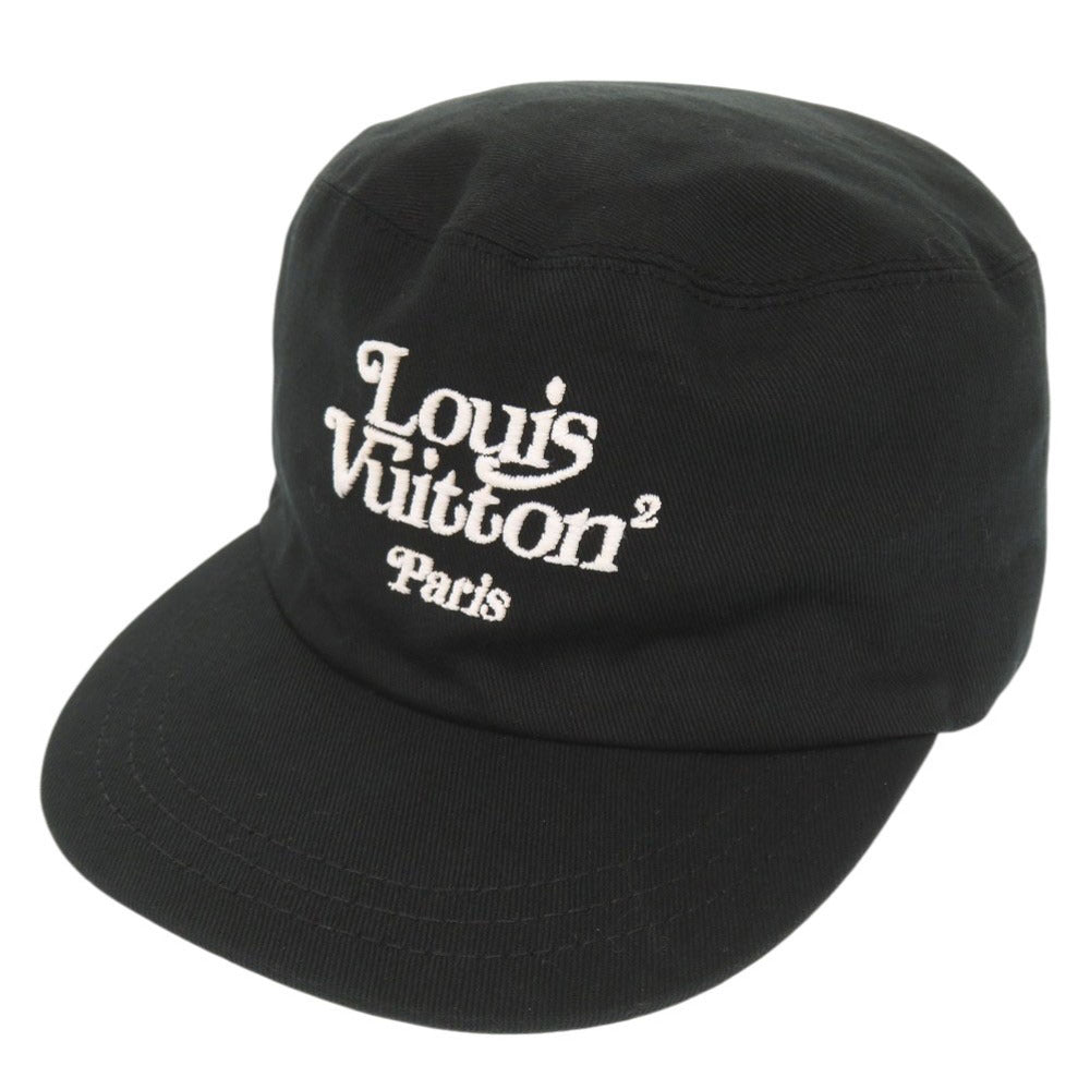 新品同様 ルイ ヴィトン × NIGO キャスケット スクエアード LV MP2731 サイズ58 コットン ブラック 帽子 キャップ 黒 LV 0696【中古】LOUIS VUITTON