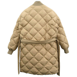 美品 エルメス ベルト付 リバーシブル ロング ダウンジャケット レザーパッチ Hロゴ 総柄 セリエボタン ダウンフェザー イエロー 0710【中古】HERMES