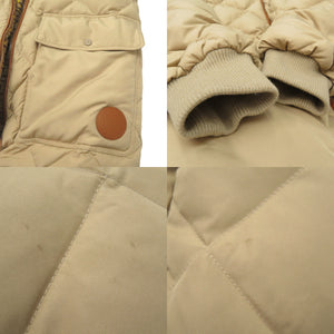 美品 エルメス ベルト付 リバーシブル ロング ダウンジャケット レザーパッチ Hロゴ 総柄 セリエボタン ダウンフェザー イエロー 0710【中古】HERMES