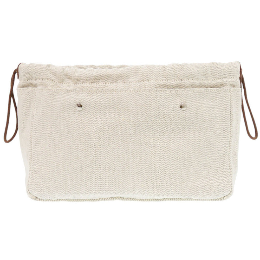 新品同様 エルメス フールビ 25 バッグインバッグ コットン ベージュ シルバー金具 D刻印(2019年製) ポーチ 0711【中古】HERMES