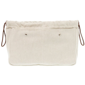 新品同様 エルメス フールビ 25 バッグインバッグ コットン ベージュ シルバー金具 D刻印(2019年製) ポーチ 0711【中古】HERMES