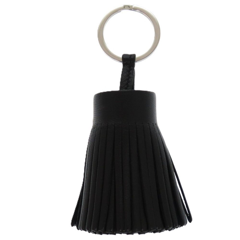 未使用 エルメス カルメン アニューミロ ノワール フリンジ バッグチャーム キーホルダー 黒 0714 【中古】 HERMES