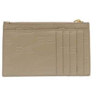 新品同様 バレンシアガ BBモノグラム フラグメントケース カードケース エンボス加工 717784 コインケース レザー ベージュ 0735【中古】BALENCIAGA