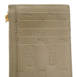 新品同様 バレンシアガ BBモノグラム フラグメントケース カードケース エンボス加工 717784 コインケース レザー ベージュ 0735【中古】BALENCIAGA