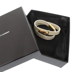 美品 イヴ サンローラン オピウム ダブルループ ブレスレット 646558 レザー ホワイト 0736【中古】YVES SAINT LAURENT