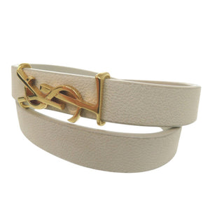 美品 イヴ サンローラン オピウム ダブルループ ブレスレット 646558 レザー ホワイト 0736【中古】YVES SAINT LAURENT