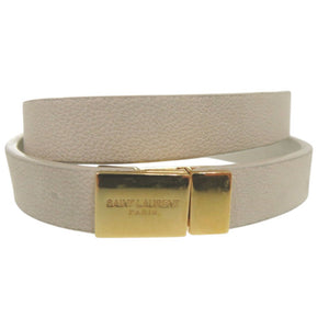 美品 イヴ サンローラン オピウム ダブルループ ブレスレット 646558 レザー ホワイト 0736【中古】YVES SAINT LAURENT