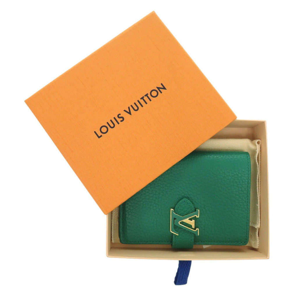 新品同様 ルイ ヴィトン LV ヴェルティカル ウォレット コンパクト M82438 トリヨンレザー エムロード 二つ折り財布 緑 LV 0740【中古】LOUIS VUITTON