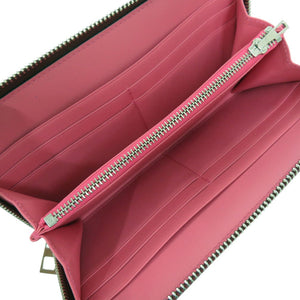 新品同様 ロエベ リピートアナグラム ラウンドファスナーウォレット 261850 長財布 レザー マゼンタ 0741【中古】LOEWE