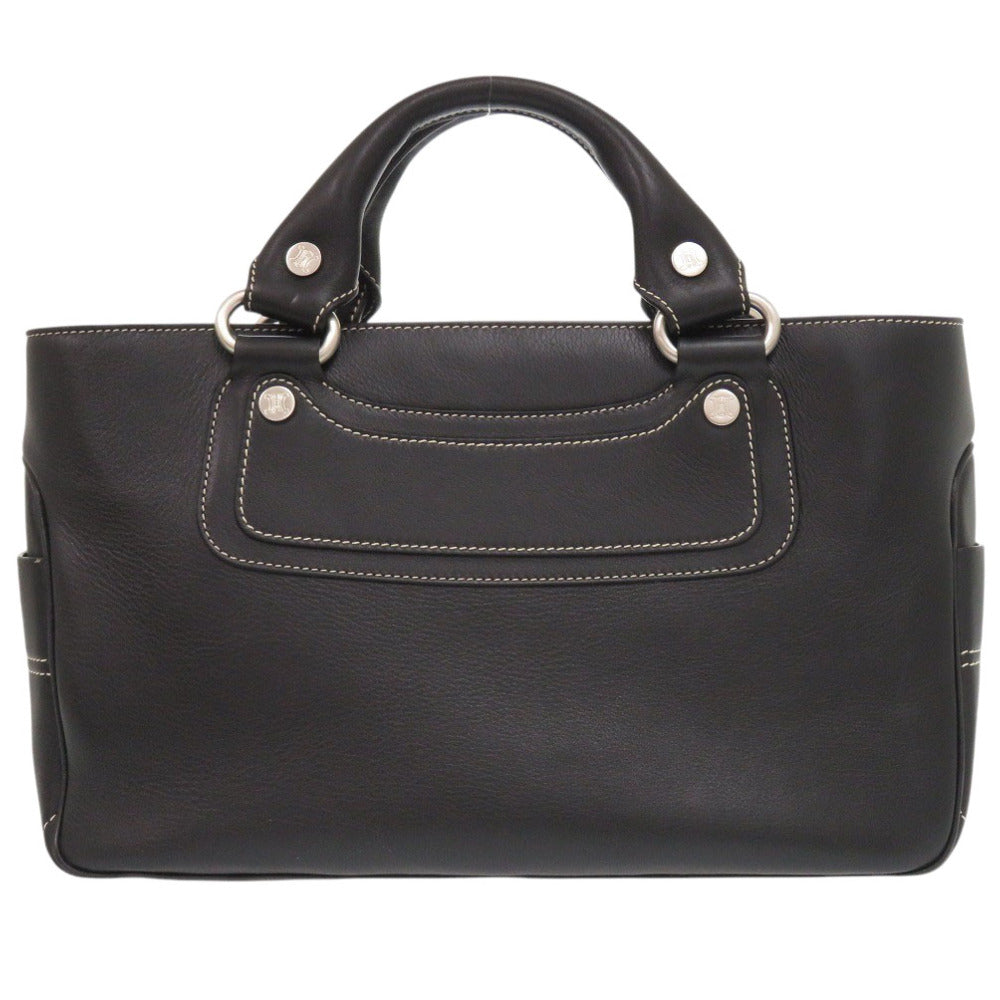 美品 セリーヌ ブギーバッグ レザー ブラック ハンドバッグ 黒 0743【中古】CELINE