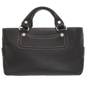 美品 セリーヌ ブギーバッグ レザー ブラック ハンドバッグ 黒 0743【中古】CELINE