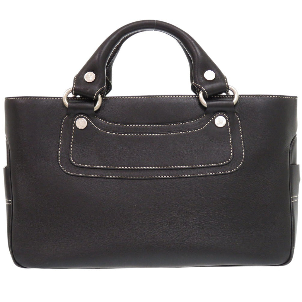 美品 セリーヌ ブギーバッグ レザー ブラック ハンドバッグ 黒 0743【中古】CELINE