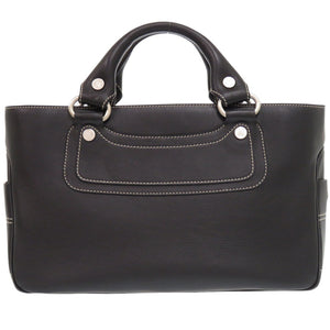 美品 セリーヌ ブギーバッグ レザー ブラック ハンドバッグ 黒 0743【中古】CELINE