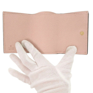 美品 グッチ ホースビット コンパクトウォレット 745988 レザー ピンク 三つ折り財布 0745【中古】GUCCI