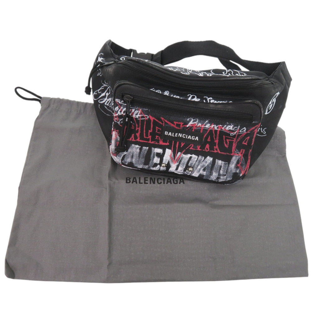 未使用 バレンシアガ Explorer ベルトパック DIY metal allover logo 482389 ポリエステル/ポリアミド ブラック ウエストバッグ 黒 0748【中古】BALENCIAGA
