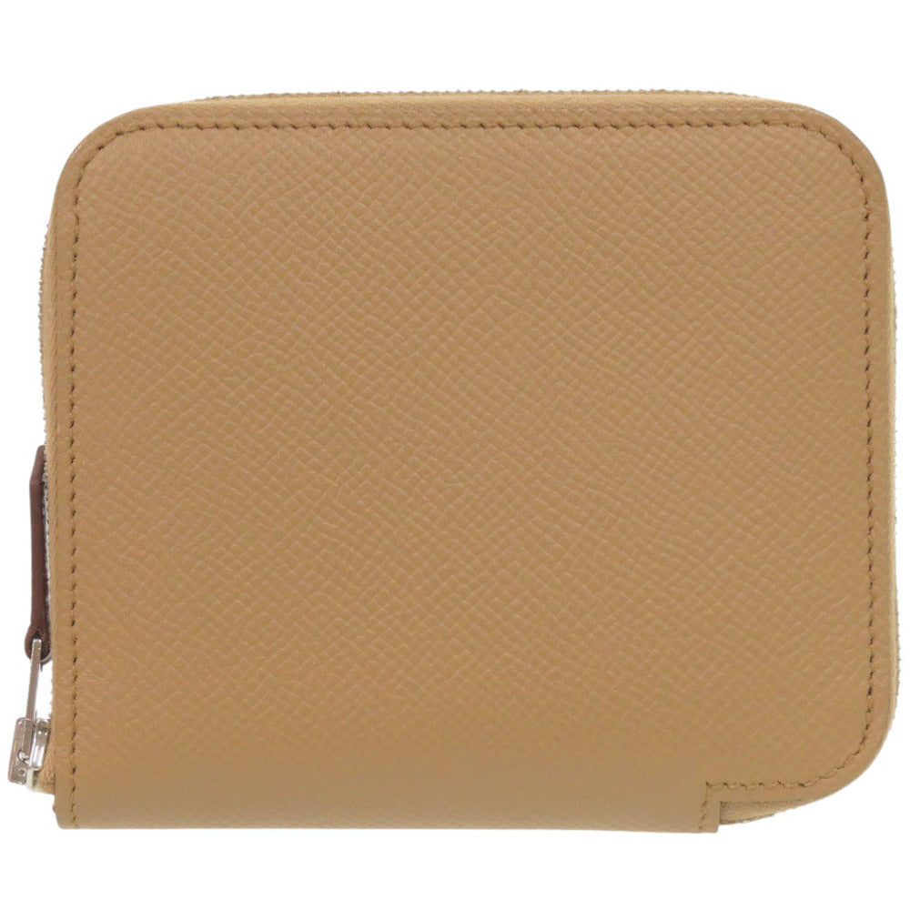 新品同様 エルメス アザップ シルクイン コンパクト ヴォーエプソン/シルク チャイ/ジョーヌシトロン シルバー金具 U刻印(2022年製) コインケース 財布 0750【中古】HERMES