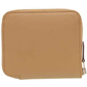 新品同様 エルメス アザップ シルクイン コンパクト ヴォーエプソン/シルク チャイ/ジョーヌシトロン シルバー金具 U刻印(2022年製) コインケース 財布 0750【中古】HERMES