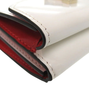 未使用品 クリスチャンルブタン Loubi54 ルビ54 コンパクトウォレット ミニ財布 バイカラー 3235108 三つ折り財布 パテントレザー ホワイト 0757【中古】Christian Louboutin