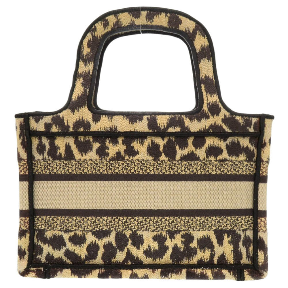 クリスチャンディオール ブックトート ミニ レオパード キャンバス ベージュ ハンドバッグ 0760【中古】Christian Dior