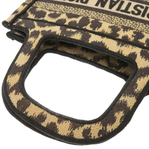 クリスチャンディオール ブックトート ミニ レオパード キャンバス ベージュ ハンドバッグ 0760【中古】Christian Dior