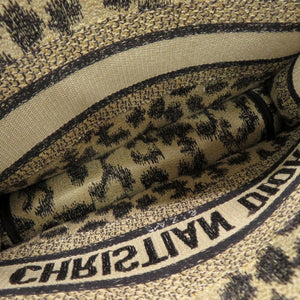 クリスチャンディオール ブックトート ミニ レオパード キャンバス ベージュ ハンドバッグ 0760【中古】Christian Dior